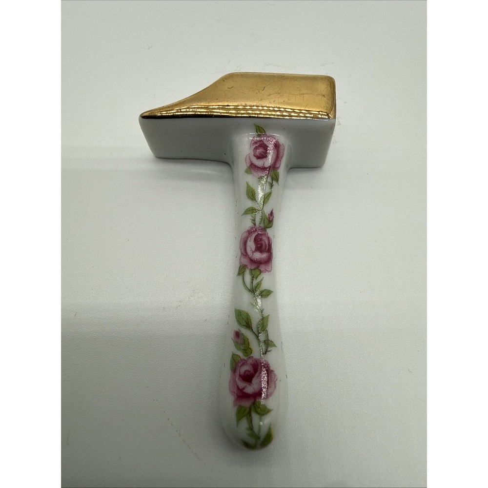 Limoges France Mini Porcelain Hammer Forget Me Not Rose 2" Doll House Furniture